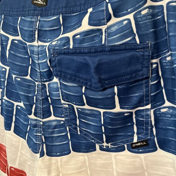 O’NEILL Men’s Keg Leg Patriotic 20” Boardshorts Swim Surf, White/Red/Blue-30” - Picture 7 of 7